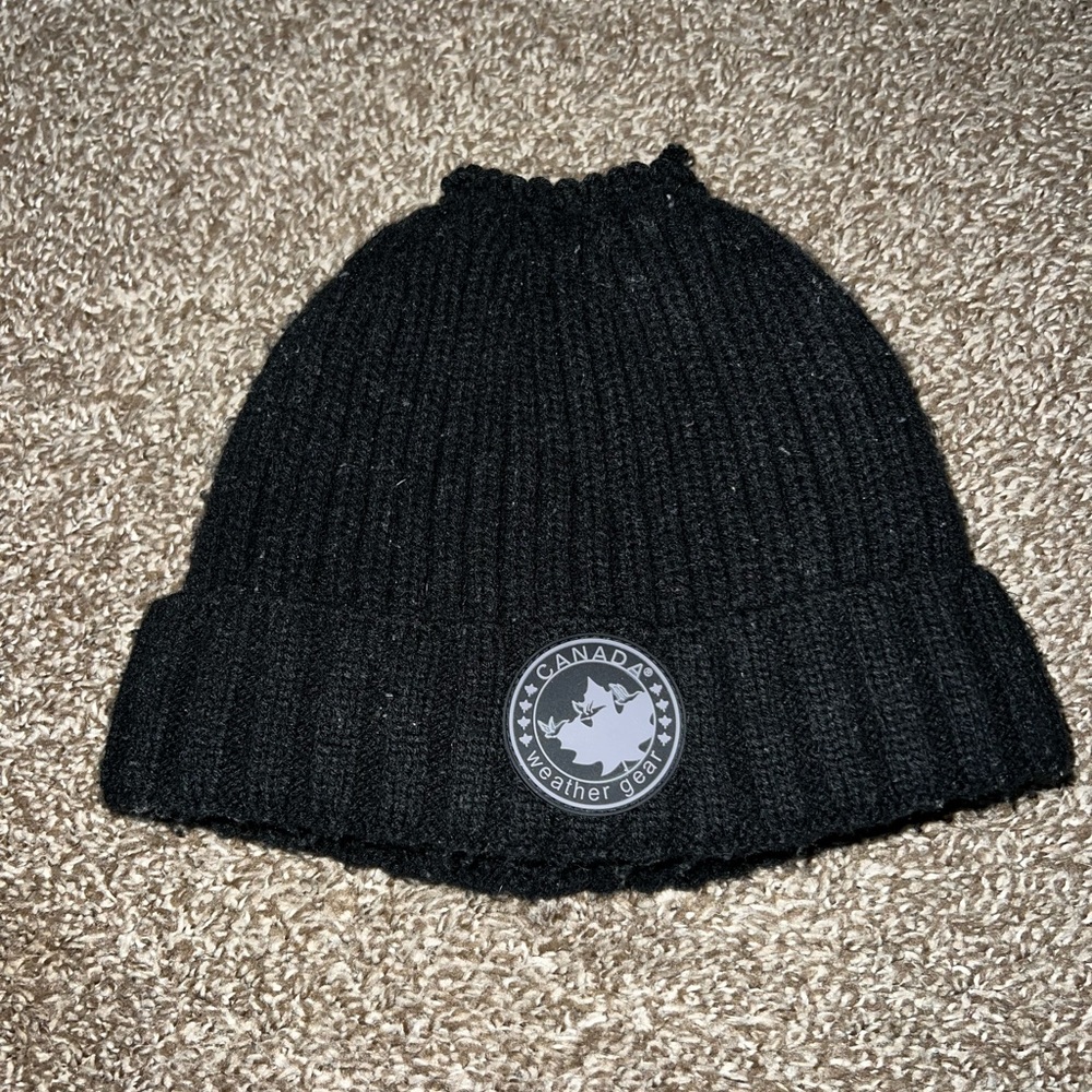 Canada Weather Gear Vintage OG  Black Grey Beanie Thermal Plush Lining Hat